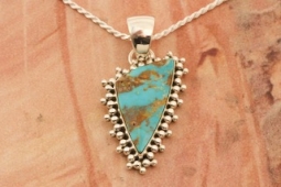 Artie Yellowhorse Genuine Mineral Park Mine Sterling Silver Pendant